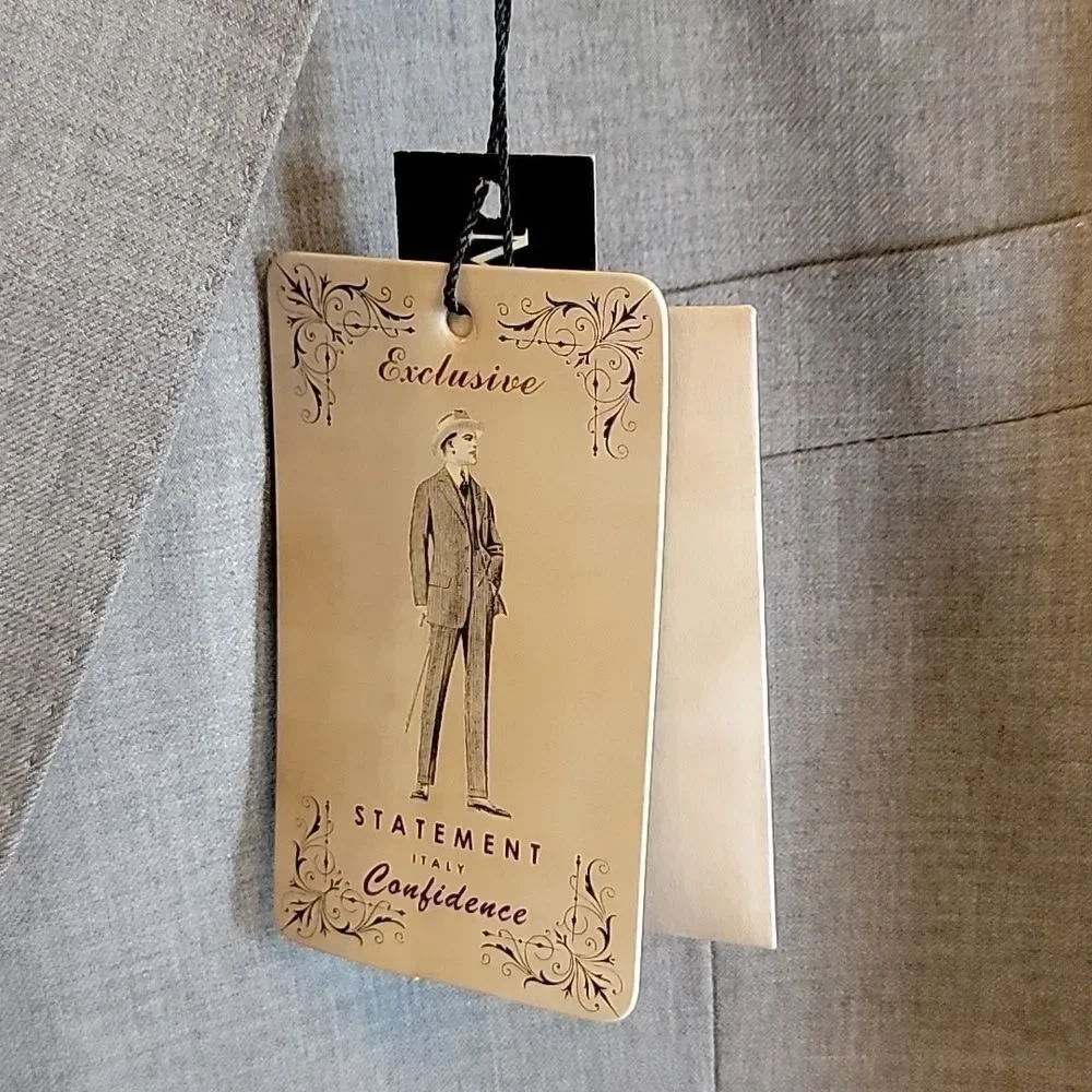 Statement-2 Button Grey jacket Size 48 L. NWT.